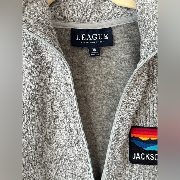 Jackson Hole WYoming fleece 1/4 zip jacket pullover sweater heather patch unisex - Picture 3 of 7